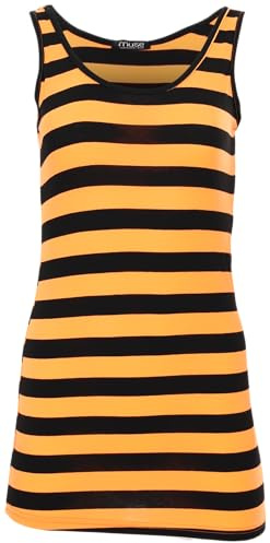 Easy Young Fashion - Damen Basic Trägertop - ärmelloses Longtop Extra Lang - Skinny Fit 9002 - OneSize