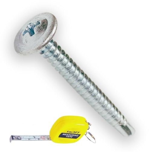 CUBIBOO® 100 Vis Autoforeuse Metal Ø4.2x38mm à tête large bombée à empreinte PH/cruciforme + Mètre Ruban de 1 Mètre - Vis Autoperforante - Vis Placo