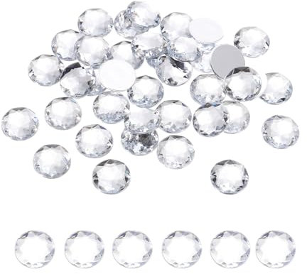 QUARKZMAN Flache runde Acrylstrasssteine, 10 mm weiße flache Kristallstrasssteine zum Basteln von Kleidung, Schuhen, DIY-Dekoration, Geschenken, 100 Stück