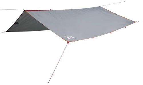 vidaXL Tarp, Wasserdicht Zeltplane, Sonnensegel Abdeckplane für Hängematte, Regenschutz Sonnenschutz für Outdoor Camping Picknick Festival, Grau Orange 400x294cm