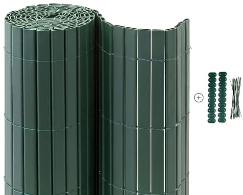 HEMERA Sichtschutzmatte PVC - grün - 80 x 500 cm - Zaunsichtschutz, Sichtschutzzaun, Balkonverkleidung, Zaunblende Garten Balkon Terrasse