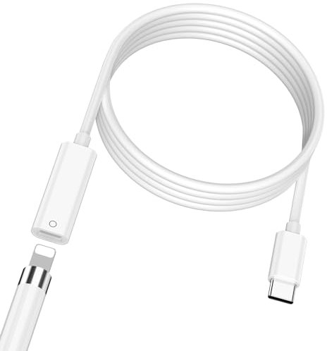 ACANDYA USB C Pencil Adapter for Apple Pencil 1st Generation 3.3ft USB-C to for Lightning Pencil Charger Adapter for iPad 10th Gen Type-C iPencil Dongle Cable Connector for Apple Pencil 1 iPad 10