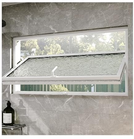 LVLDAWA House Window White, Aluminum Alloy Open Basement Casement Window, Flush Mount Ventilation Insulated Rotating Hopper Window For Bathroom, Basement(70x30cm)
