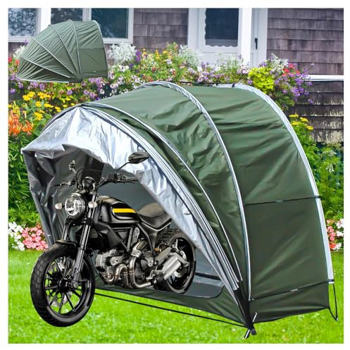 YSMSMZJK Fahrradgarage Hängen 2 in 1 Fahrradabdeckung Wasserdicht Vor Wind,Regen,Schnee und Staub Schützen Geräteschuppen Klein Motorrad Garage Winterfest,Green