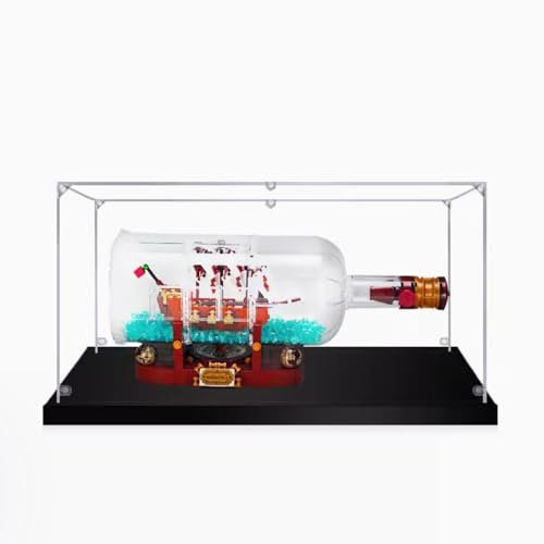 Vitrina acrílica para botella de barco Lego 21313, a prueba de polvo, protección UV, para regalo, montaje de almacenamiento, transparente 3 mm