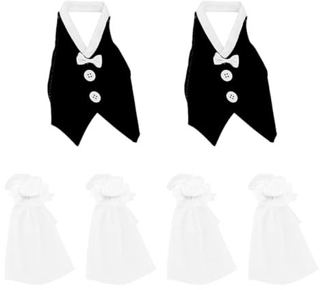 6 Stück Hochzeits Weinflaschen dekorieren Set, LWLWA Polyester Hochzeit Deko für Flaschen, Hochzeitskleid-Stil Flaschen Deko, für Valentinstag, Hochzeiten, Verlobungsfeiern