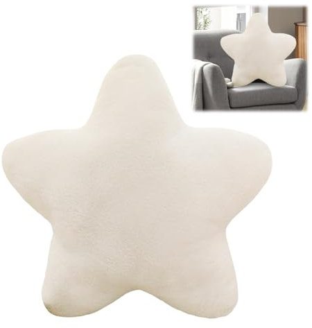 Occtingkind Kuschelkissen Kinder,Sternkissen,Weiche Flauschige Sternenkissen,Plüsch Kissen Dekokissen,für Die Raumdekoration Von Jungen Und Mädchen,Weiß,30x30cm