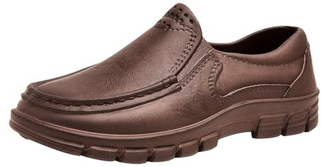 Scarpe da uomo Casual Stivali in pelle Moda Primavera ed Estate Scarpe sportive da uomo Fondo piatto Maglia leggera Traspirante Slip On Confortevole Tinta unita Caratteristiche semplici:, Marrone, 40