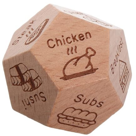 CIMAXIC Essensentscheidungswürfel Lebensmittelentscheider Lustige Essenswürfel Lustige Würfel Jubiläums-essenswürfel Spielwürfel Requisiten Fast-Food-würfel Light Brown Buchsbaum