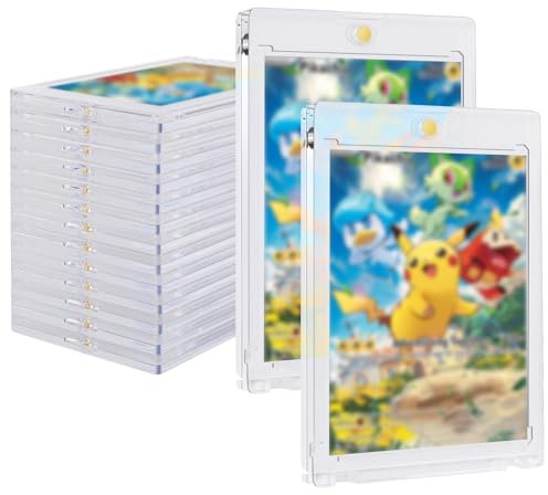 QMLING 16 Stück Magnetic Card Holder, 35PT Sammelkarten Hüllen, Kartenhüllen mit UV-Schutz, Transparente Trading Card Sleeves, Harte Karten Hüllen für TCG Sportkarten