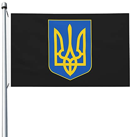 Flagge mit kleinem Wappen der Ukraine, leicht, für den Außenbereich, dekorative Flagge, Willkommensbanner