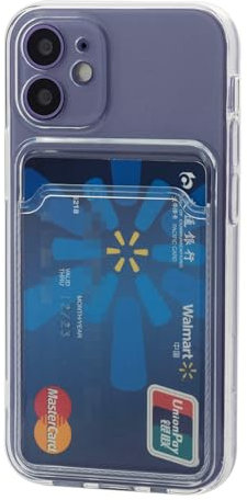 Chengyuanfeng Coque pour iPhone 12 Mini avec Porte Carte Bancaire, Etui Portefeuille Transparent Ultra-Mince en TPU Souple, Protection Caméra Antichoc Housse Pratique pour Pro/Voyage/Quotidien