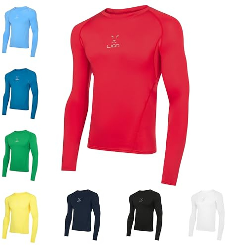 LION SPORTSWEAR Men's Football Compression Base Layer Long Sleeve Shirt – Performance Sports Top for All-Year Training – Multiple Colours