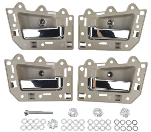 Luocute Manijas Interiores de Puerta Grises, 4 Piezas 5HR421J3AK, Juego de Manijas Interiores de Puerta Delantera y Trasera de Repuesto para 2005-2011 con Material ABS de