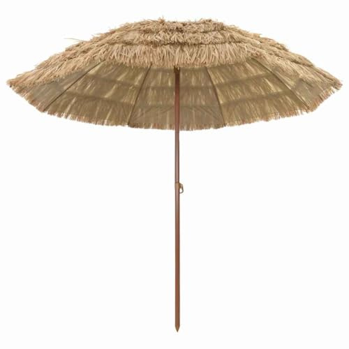 vidaXL Beach Parasol Beige 255 x 255 x 255 cm Polyester and Steel, Tropical Garden Canopy, Durable, Light Weight Portable Parasol, Outdoor Umbrella, UV Shade, Adjustable Beach