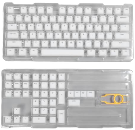 Hominas 113 Tasten PBT-Tastenkappen, professionell, langlebig, Originalhöhe, geräuschlose mechanische Tastatur-Tastenkappen für Gaming, Tipparbeiten, individuelles Setup, Schwarz (Weiß)
