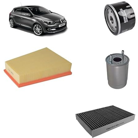 Kit tagliando 4 filtri compatibile con Renault megane iii grandtour 1.5 DCI Gasolio 2009-2015