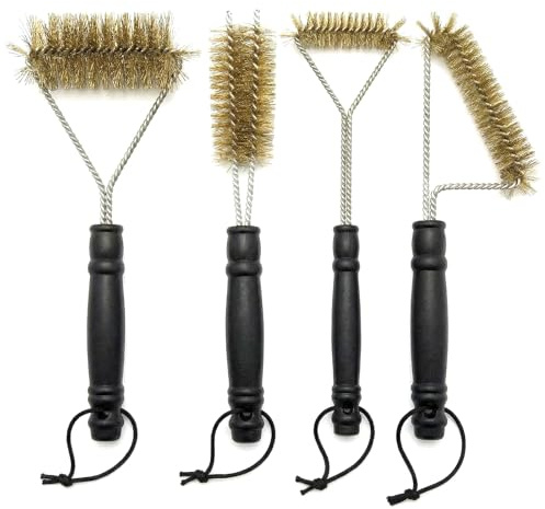 2 Stück Grillbürste Messing Messingbürste Grill Reinigungsbürste Ofenbürste Set für Grillrost Gasgrill Holzkohlegrill Gusseisengrill (4, kupferfarben)