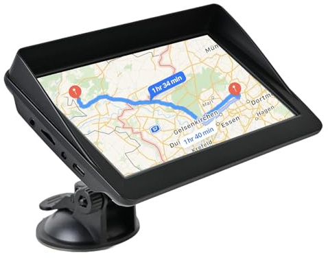 7Inch Sat Nav for Cars & Trucks HD touch screen with UK & Europe maps, HGV routes, lifetime updates, postcode search, speed camera alerts, voice guidance, and POI support for safer, easier navigation