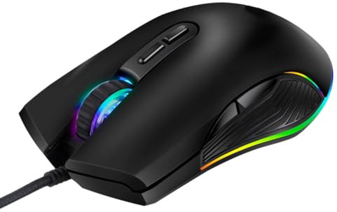 DIYEAH Ratón para Juegos Cable Tipo C, 7 Teclas, dpi Ajustable, Compatible PC y Portátil, Material Abs Acabado Mate, Diseño Ergonómico para Gamers