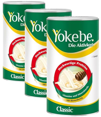 YOKEBE Classic – Diätshake zum Abnehmen – glutenfrei und vegetarisch – Mahlzeitersatz zur Gewichtsabnahme mit hochwertigen Proteinen – 500 g (Packung mit 3)