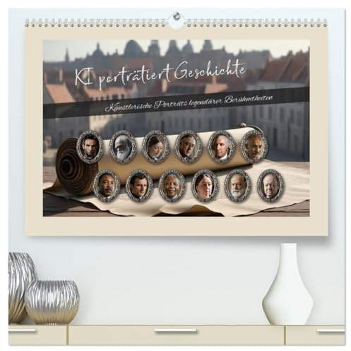KI porträtiert Geschichte (hochwertiger Premium Wandkalender 2026 DIN A2 quer), Kunstdruck in Hochglanz: Künstlerische Porträts legendärer Berühmtheiten (CALVENDO Menschen)