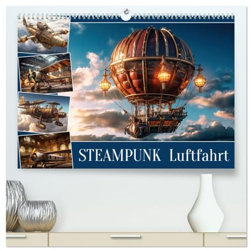 Steampunk Luftfahrt (hochwertiger Premium Wandkalender 2026 DIN A2 quer), Kunstdruck in Hochglanz: Retro-Futuristische Fluggeräte (CALVENDO Mobilitaet)