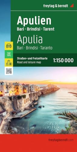 Apulia: Bari Brindisi, Taranto Road and Leisure Map