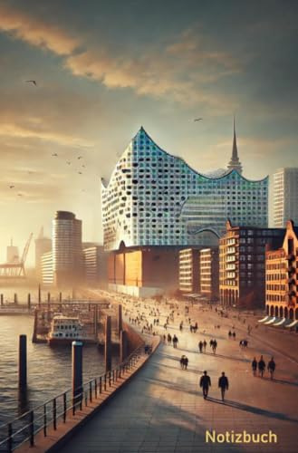 Notizbuch Hamburg: Hafen, modernes Design - 100 Seiten/ 14,5 x 19cm/ liniert/ 90g m2/ cremeweißes Papier