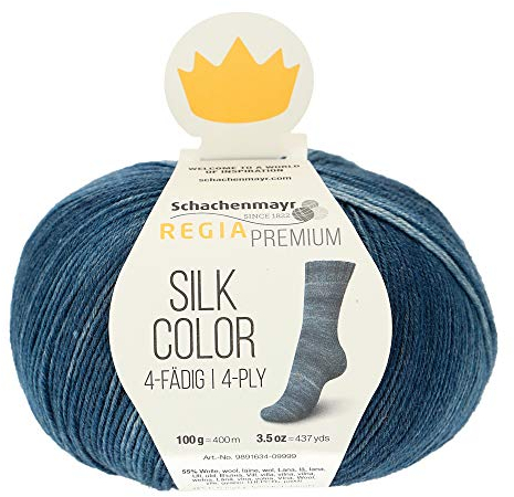 REGIA Premium Silk Color 9801634-00053 jeans color Handstrickgarn, Sockengarn, 100g Knäuel
