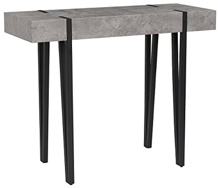 Beliani Table Console avec Plateau Effet Béton et Pieds Noirs en Métal de Style Industriel pour Hall d'Entrée et Couloir Minimaliste ou Moderne