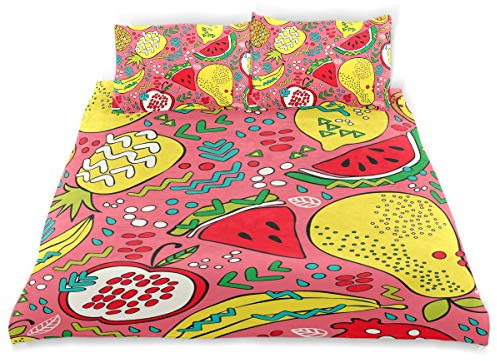 hengpai Henpai Futurama Bettbezug-Set für Kinder, 3-teilig, bedruckt, mit Reißverschluss, Bettwäsche-Set für Mädchen und Jungen, Kristallsamt, Multi3, Einheitsgröße