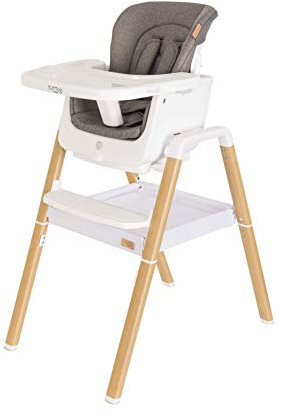 Tutti Bambini Nova Highchair - 7-in-1 Portable High Chair, Baby Chair with Feeding Tray, Washable Seating & Travel Bag, Folding High Chairs for Babies and Toddlers from 6+ Months (White/Oak)
