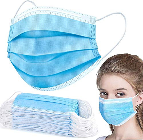 Moon-Valley 50 mascherine paradenti a 3 strati, per la polvere, maschera usa e getta, per la polvere, traspirante, protezione per il viso