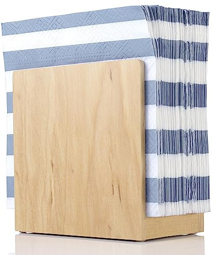 Serviettenhalter für Tisch – Holz-Bauernhaus-Serviettenhalter, hellbraun, einfach, aufrecht, vertikal, Esstisch, Cocktail-Serviettenspender, Küche
