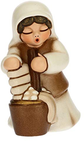 THUN - Figur Krippe Lavandaia - Weihnachtsdekoration Haus - Klassische Krippe, weiße Variante - Keramik - 5,5 x 5,8 x 8 cm
