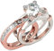 Jeulia Diamant Band Ringe Dame Sterling Silber Ring Hochzeitring Verlobung Jahrestag Versprechen Braut Sets Ring für Frauen und Mädchen Mit Geschenkbox (1Rose Gold, 62 (19.8))