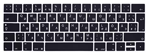 Keystickers Russisch/Deutsche Silikon Abdeckung für MacBook Pro mit Touch Bar 13 (A2159, A1706, A1989), 15.4 (A1707, A1990) mit europäischer Enter-Taste | Russian/German Silicon Cover - SCHWARZ