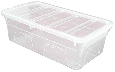 Optimal Products Clear Storage Box With Lids UK BRITISH MADE Home Office Stackable Transparent Plastic Boxes, Size 5,11,24,28,35,45 Litre (1 Box, 5 Ltre)