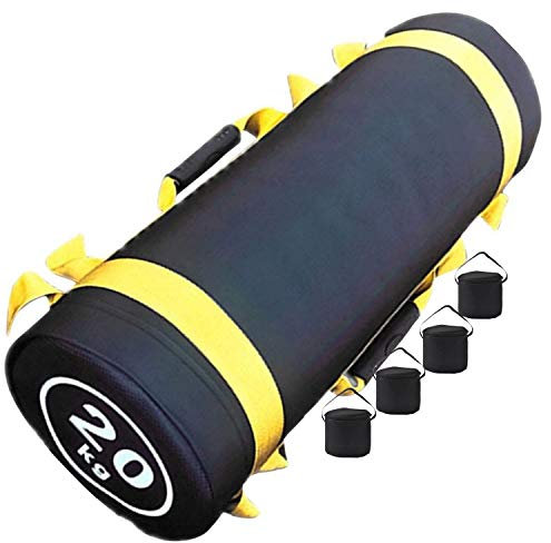 Fitness Sandsack Krafttraining Power Bag PVC Verstellbarer Gewichts Sandsack mit Griffen Für Gewichtheben, Laufen, Sport, Krafttraining Und Funktionelles Training Grand,Yellow 20kg (empty leather)