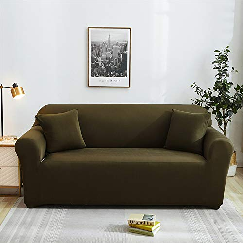 Morbuy Sofabezug Sofaüberwürfe für 1/2/3/4 Sitzer Armlehnen Sofa, Einfarbig Sofabezug Elastische Stretch Antirutsch Farbecht + klebriges Rollengeschenk (3 Sitzer,Olivgrün)