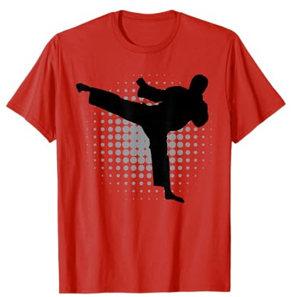 Taekwondo Kick Silhouette Karate Boys Girls Martial Arts T-Shirt