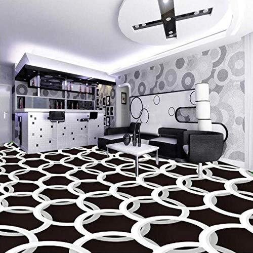 Papier peint mural autocollant moderne 3D en PVC Motif géométrique 3D Noir et blanc 150 x 105 cm