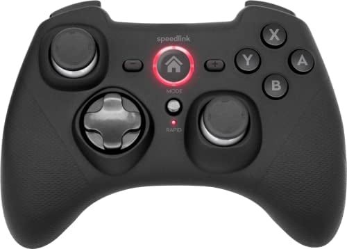 Speedlink RAIT wireless Gamepad mit Bluetooth – kabelloser Controller für Nintendo Switch/PC/Android, Motion-Control-Sensor, USB-C-Ladekabel, Vibrationsfunktion, schwarz