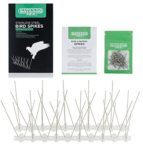Satargo Bird Spikes Stainless Steel Pigeon Spikes Bird Deterrent for Roofs and Windows, Fence Spikes for Anti Crows, Seagulls and Small Birds Repellent 5m