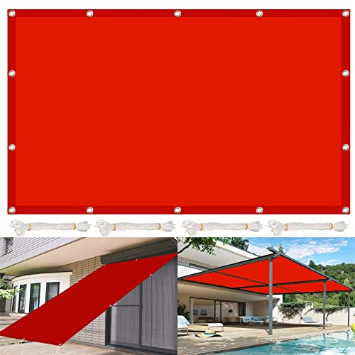 Toldo Parasol Lona Protector Solar 2x2M 95% de Protección UV Impermeable Lona para Toldo Lona con Cuerda Libre para La En Garden Patio Jardín Balcón, Rojo, 21985
