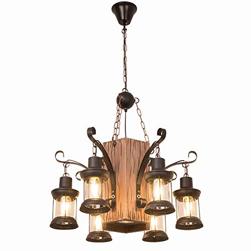 NSXBY Kronleuchter,Antiken Massivholz Kronleuchter,Restaurants Bars Cafés Farmen Teehäuser Friseursalons,E27 Retro Industriestil Strahler-Holz und schwarz 70 * 100cm