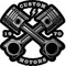 Samunshi Custom Motors Kolben Aufkleber Autoaufkleber für Motorrad Fahrrad Roller oder Auto Sticker Chopper Hot Rod Bopper Enduro Motocross Rockabilly Vinta (20x20cm Custom Motors Kolben)