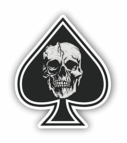 AMA SHOP Adesivo in PVC Sagomato Asso di picche con teschio mod.2 | Sticker per Casco, Moto, Camper, Barca, Auto, PC| autoTuning |
