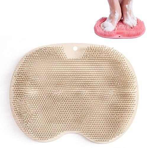 KAYBTNT Epurateur de Pieds et Dos Douche, Brosse Pieds Douche, Gratte Dos Douche Ventouse, Coussin de Massage, Lave Dos Douche avec Ventouse Antidérapant, Soulage Les Pieds Fatigués,Kaki